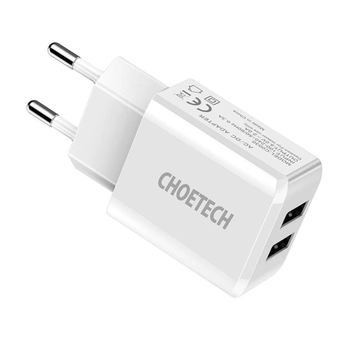 Ładowarka sieciowa Choetech C0030, 2A, 2xUSB (biały)