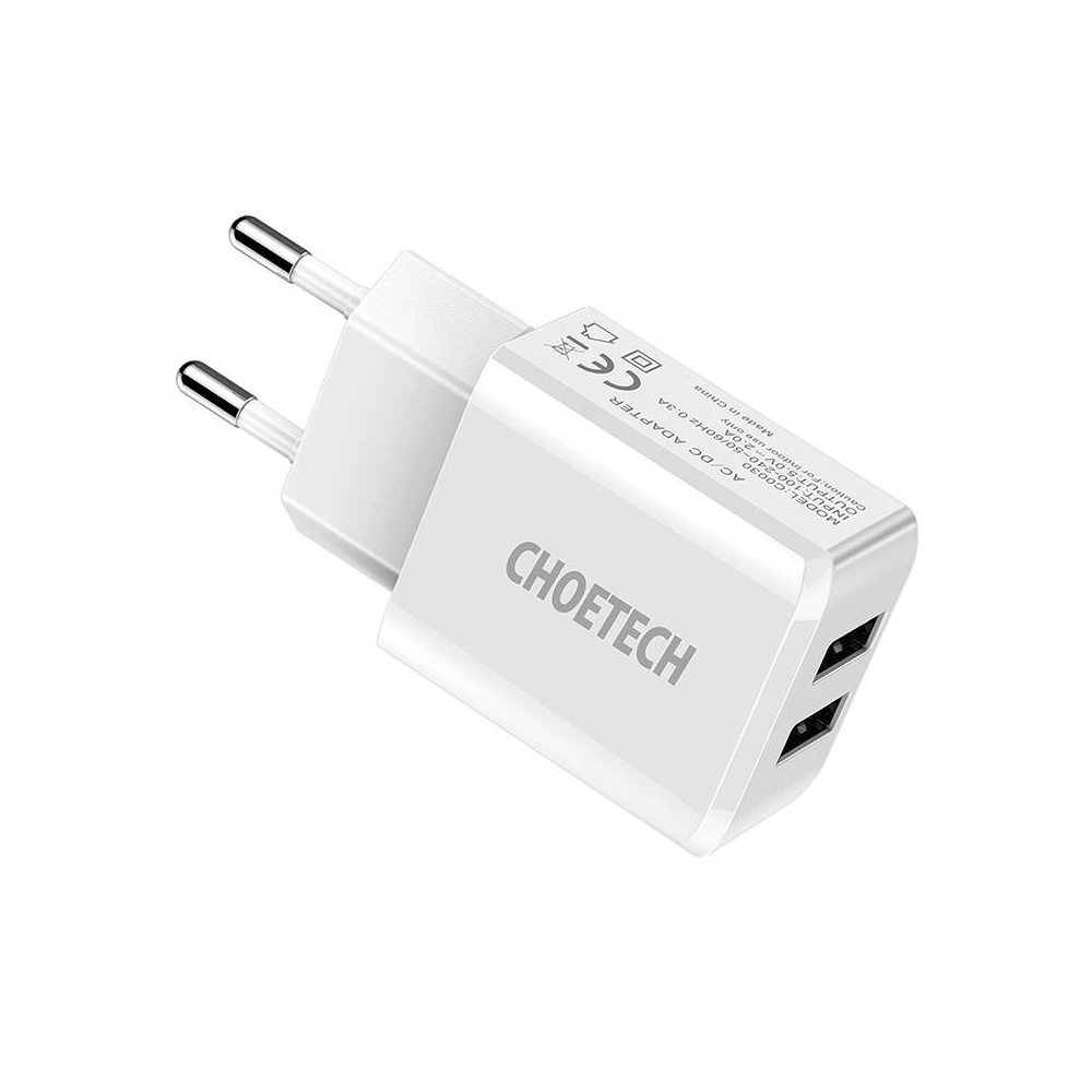 Hurtownia GSM - Ładowarka sieciowa Choetech C0030, 2A, 2xUSB (biały) - CHT20 - {ean13} - Hurt