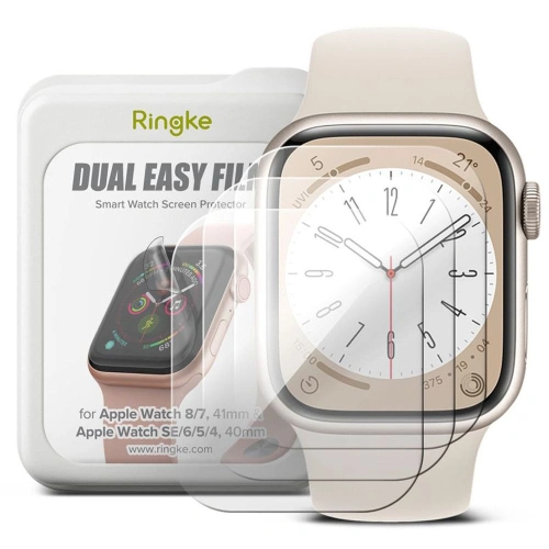 Folia hydrożelowa Ringke Dual Easy Apple Watch 4/5/6/7/SE/8/9 40/41mm Clear [3 PACK]