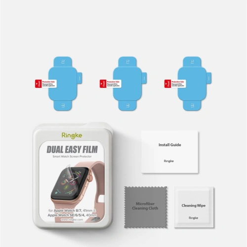 Folia hydrożelowa Ringke Dual Easy Apple Watch 4/5/6/7/SE/8/9 40/41mm Clear [3 PACK]