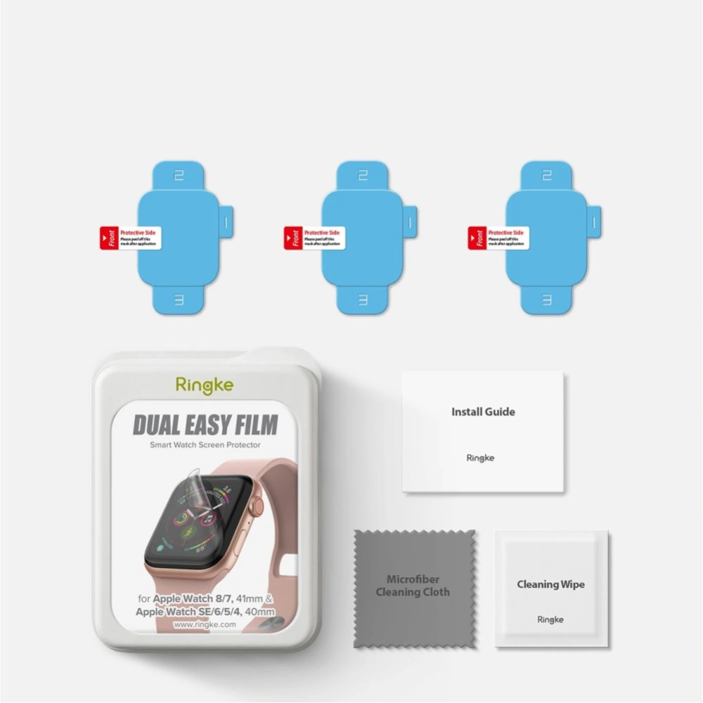 Hydrogel-Folie Ringke Dual Easy Apple Watch 4/5/6/7/SE/8/9 40/41mm Klar [3 PACK]