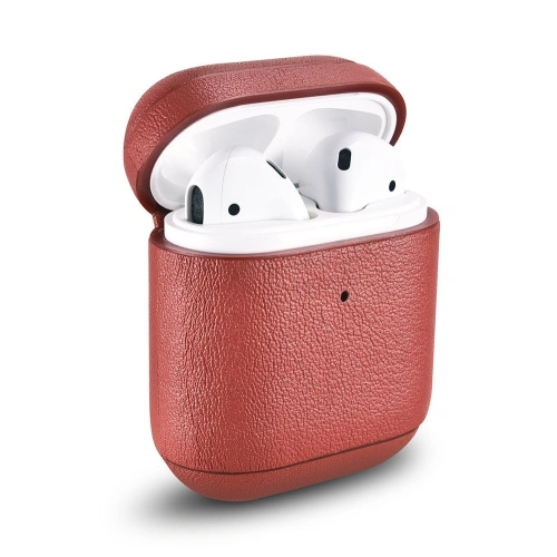 Etui iCarer Leather Nappa Apple AirPods 2/1 czerwony
