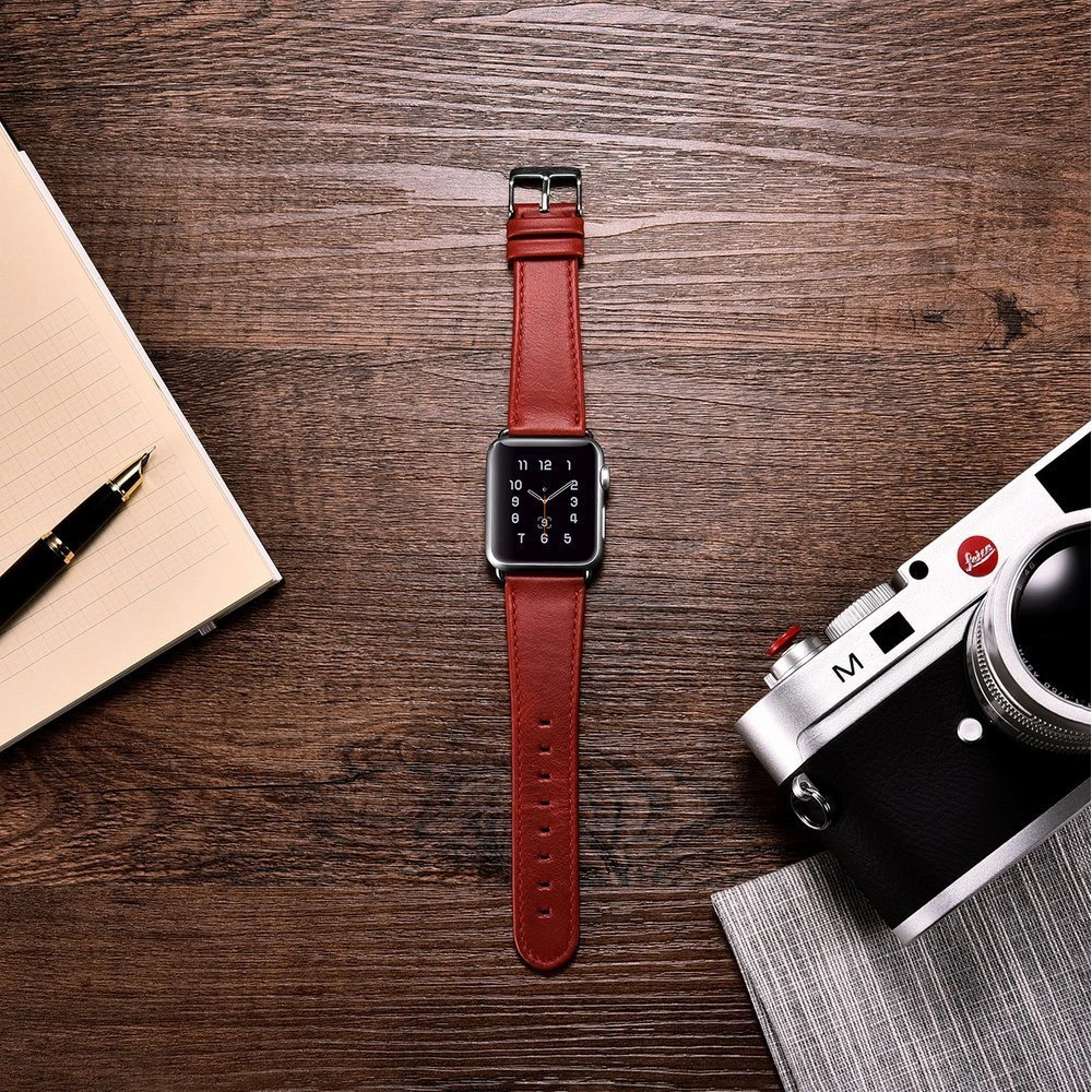 Hurtownia GSM - Pasek iCarer Leather Vintage Apple Watch 4/5/6/7/SE/8/9/10 40/41/42mm czerwony - ICR254 - {ean13} - Hurt