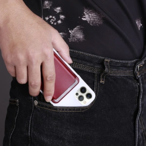 Wholesale iCarer MagSafe Card Wallet Leather red - ICR255 - {ean13} - Hurt