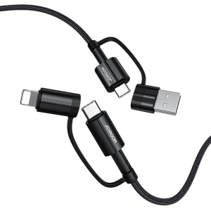 Hurtownia GSM - Kábel Joyroom 4w1 USB-C/USB-A - USB-C/Lithtning Gyors Töltés Power Delivery 3 A 60 W 1,2 m fekete (S-1230G3) - JYR557 - {ean13} - Hurt