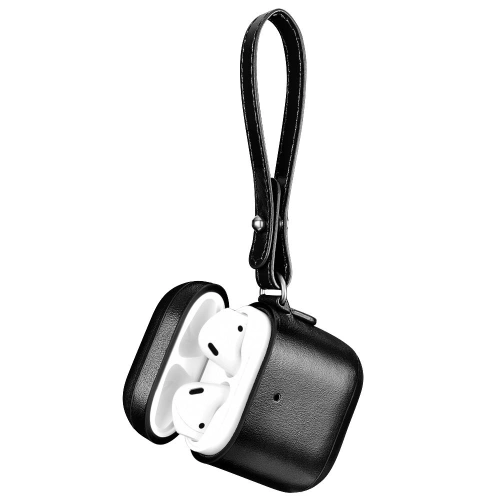 Etui iCarer Leather Vintage Apple AirPods 2/1 + pasek czarny