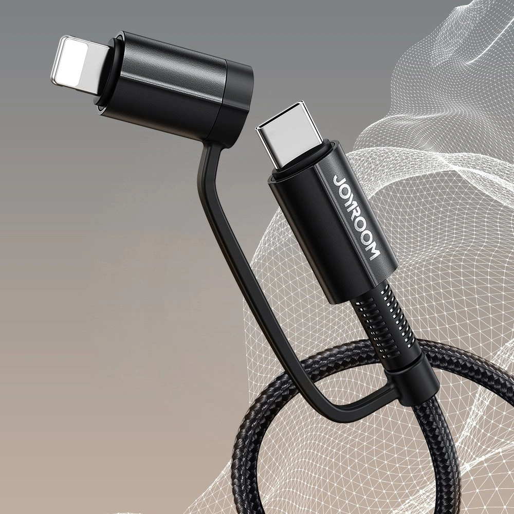 Hurtownia GSM - Kabel Joyroom 4w1 USB-C/USB-A - USB-C/Lithtning Quick Charge Power Delivery 3 A 60 W 1,2 m schwarz (S-1230G3) - JYR557 - {ean13} - Hurt