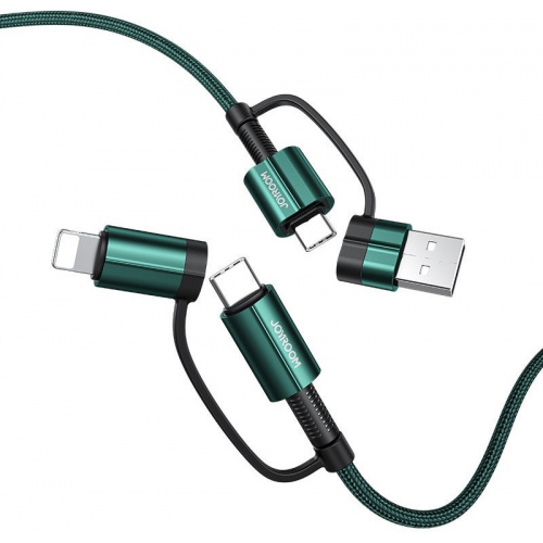 Joyroom Distributor - 6941237131447 - JYR558 - Joyroom 4in1 USB-C/USB-A - USB-C/Lithtning Cable Quick Charge Power Delivery 3 A 60 W 1,2 m green (S-1230G3) - B2B homescreen