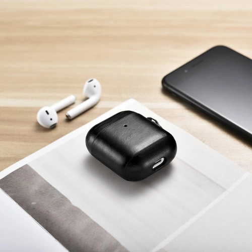 Etui iCarer Leather Vintage Apple AirPods 2/1 + pasek czarny