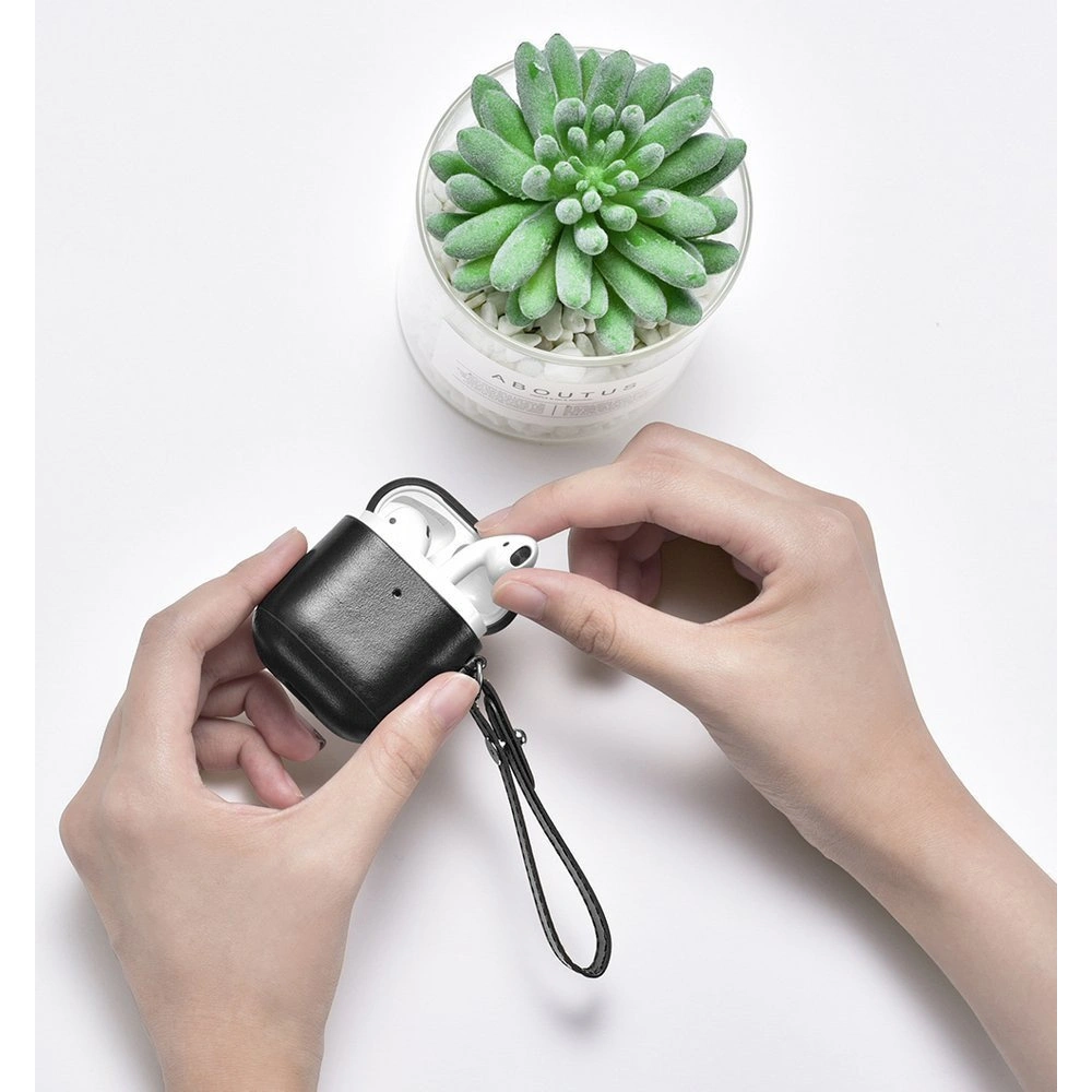 Hurtownia GSM - Etui iCarer bőr vintage Apple AirPods 2/1 + fekete pánt - ICR257 - {ean13} - Hurt
