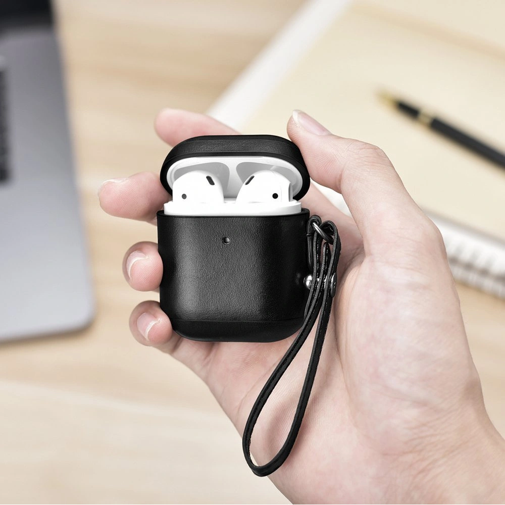 Hurtownia GSM - Etui iCarer bőr vintage Apple AirPods 2/1 + fekete pánt - ICR257 - {ean13} - Hurt