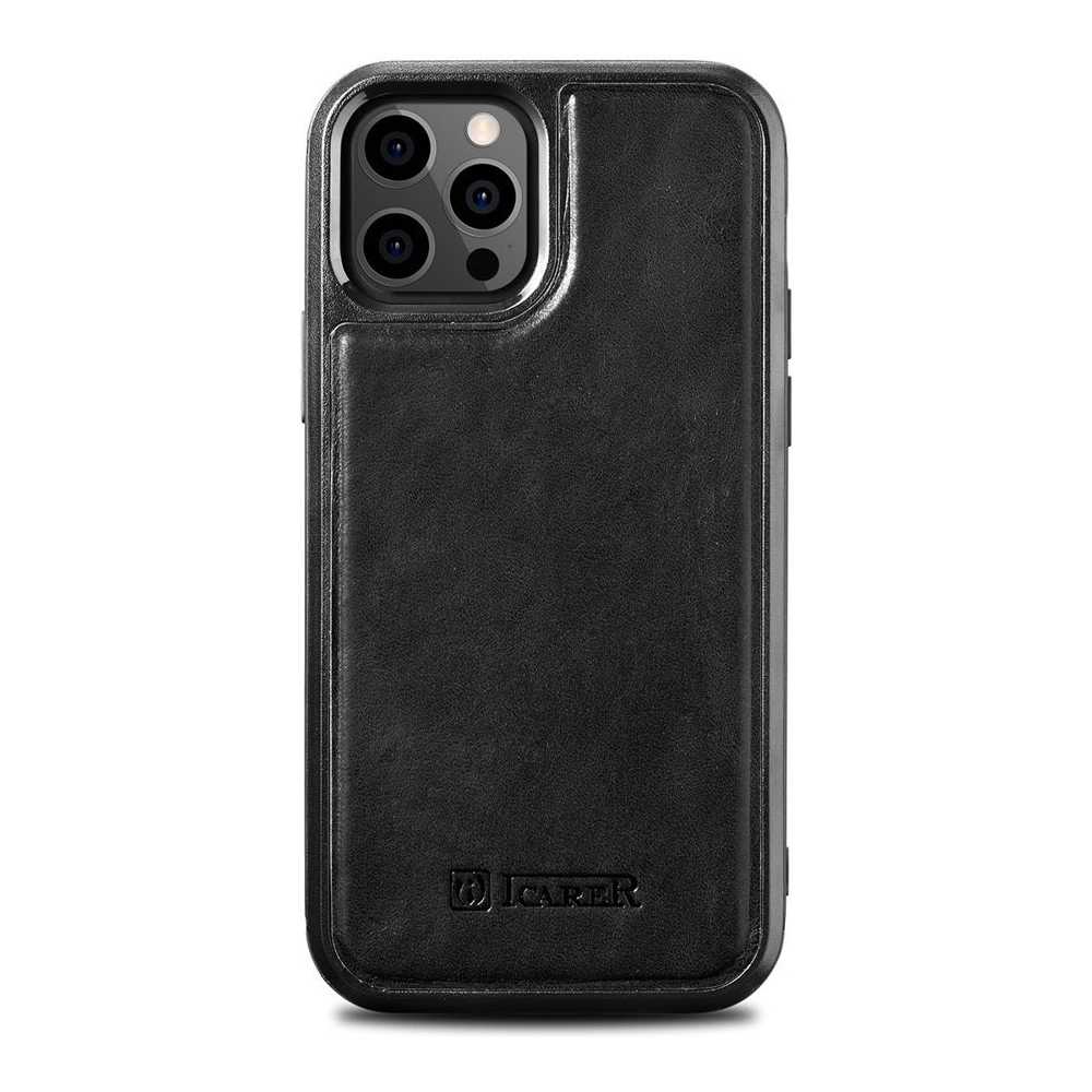 Hurtownia GSM - Case iCarer Leder Öl Wachs Apple iPhone 12/12 Pro schwarz - ICR260 - {ean13} - Hurt