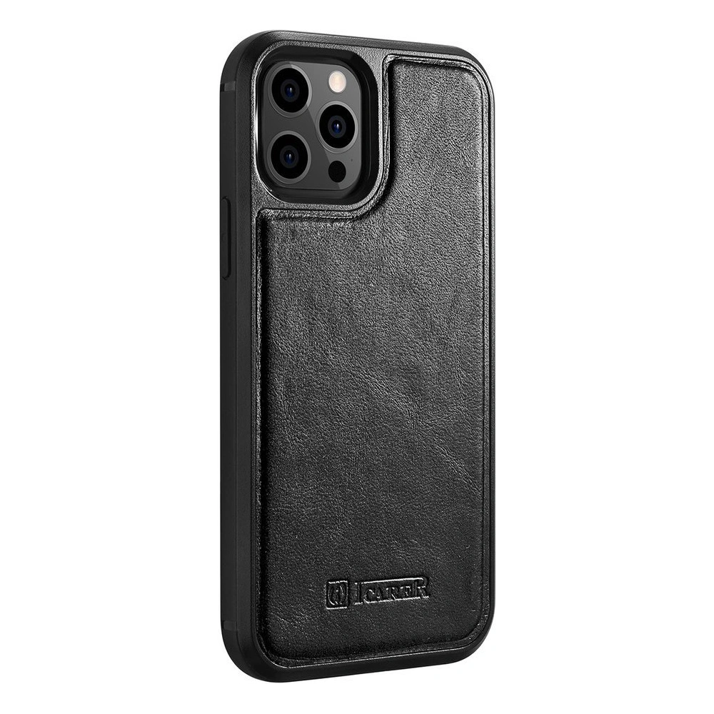 Hurtownia GSM - Etui iCarer Bőr Olaj Viasz Apple iPhone 12/12 Pro fekete - ICR260 - {ean13} - Hurt