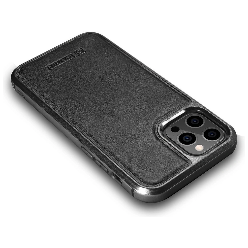 Hurtownia GSM - Etui iCarer Bőr Olaj Viasz Apple iPhone 12/12 Pro fekete - ICR260 - {ean13} - Hurt