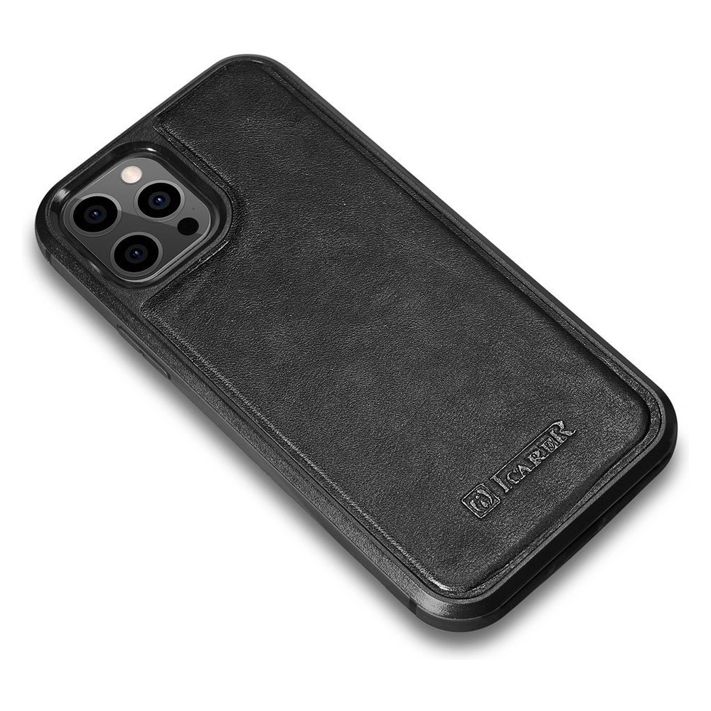Hurtownia GSM - Etui iCarer Leather Oil Wax Apple iPhone 12/12 Pro czarny - ICR260 - {ean13} - Hurt