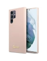 Etui Guess GUHCS23LLSLMGPP Samsung Galaxy S23 Ultra rózsaszín/pink kemény tok Szilikon Írásos Fém Logó