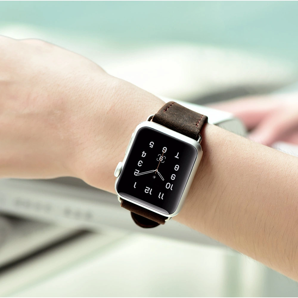 Hurtownia GSM - Pasek iCarer Leather Crazy Horse Apple Watch 4/5/6/7/SE/8/9/10 40/41/42mm brązowy - ICR263 - {ean13} - Hurt