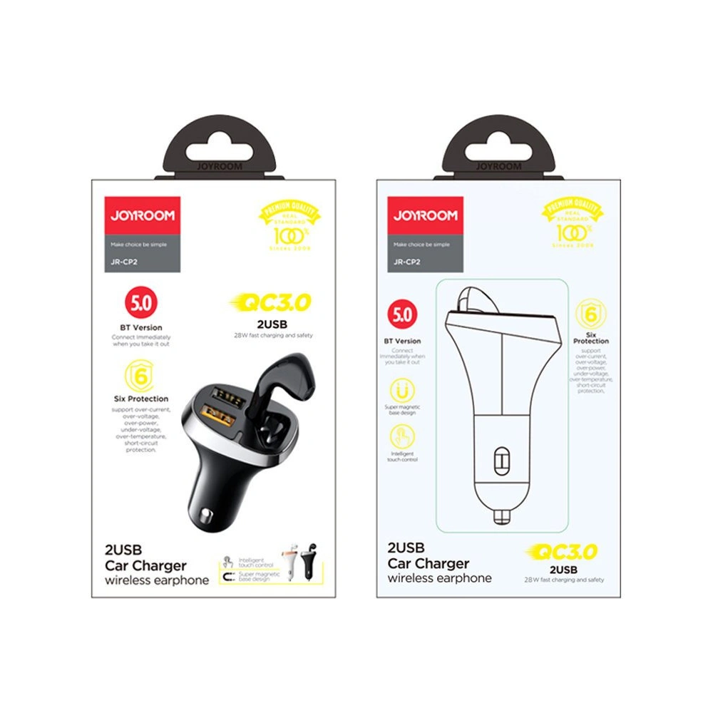 Hurtownia GSM - Auto nabíječka Joyroom 2x USB + Bluetooth sluchátko 5.0 30W 2.1 A Quick Charge 3.0 bílá (JR-CP2) - JYR562 - {ean13} - Hurt