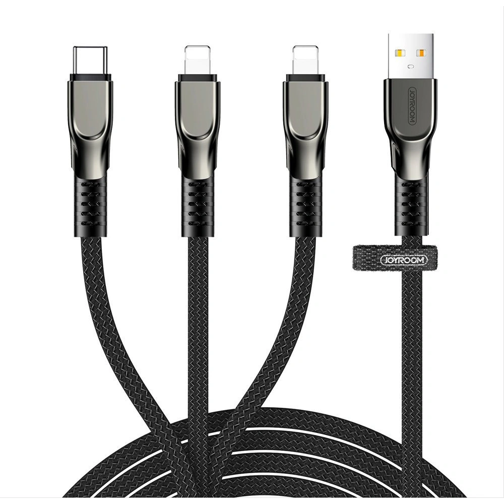 Hurtownia GSM - Kabel Joyroom 3w1 USB-A/Lightning - Lightning - USB-C 3,5A 480 Mbps 1,3m černý (S-1335K4) - JYR563 - {ean13} - Hurt