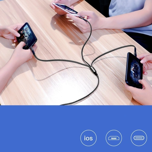 Kabel Joyroom 3w1 USB-A/Lightning - Lightning - USB-C 3,5A 480 Mbps 1,3m czarny (S-1335K4)