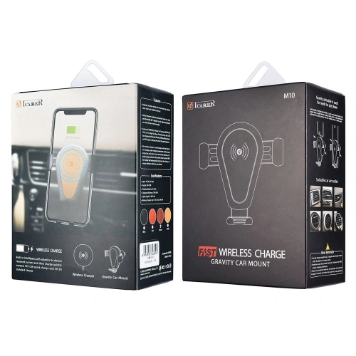 Uchwyt samochodowy z ładowarką bezprzewodową iCarer Qi 10W Air Vent czarny