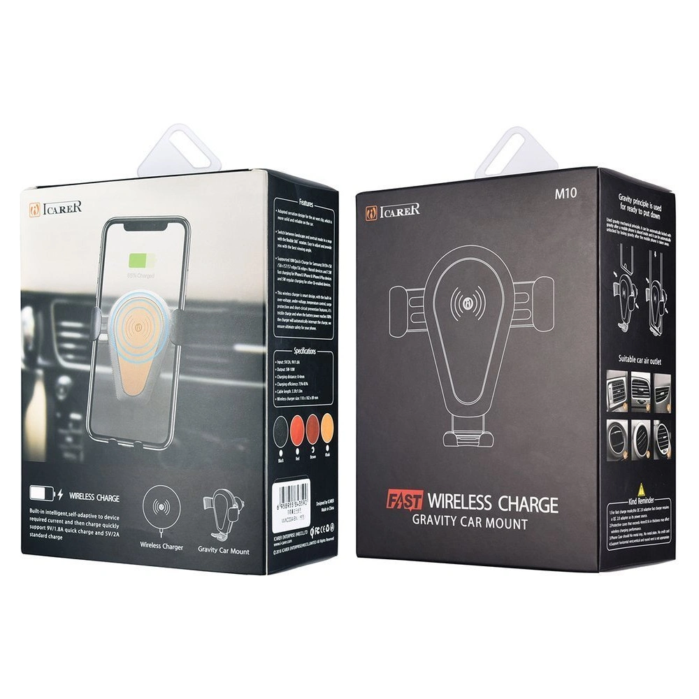 Hurtownia GSM - Suport auto cu încărcător wireless iCarer Qi 10W pentru ventilare aer negru - ICR267 - {ean13} - Hurt