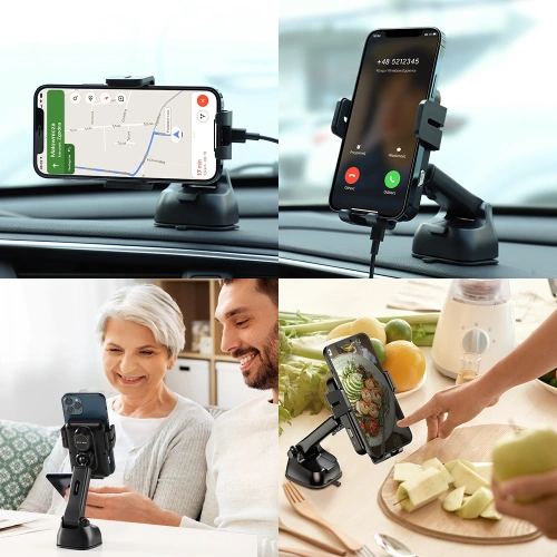 Uchwyt samochodowy z ładowarką bezprzewodową Joyroom Qi 15W na kokpit deskę rozdzielczą/kratkę wentylacyjną czarny (JR-ZS219)