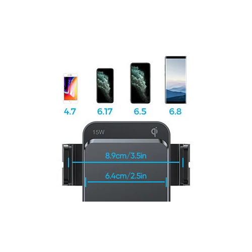 Uchwyt samochodowy z ładowarką bezprzewodową Joyroom Qi 15W na kokpit deskę rozdzielczą/kratkę wentylacyjną czarny (JR-ZS219)