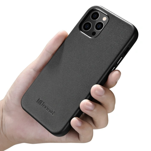 Etui iCarer Case Leather MagSafe Apple iPhone 12 mini czarny