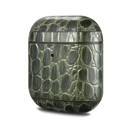 Etui iCarer Leather Crocodile Apple AirPods 2/1 zielony