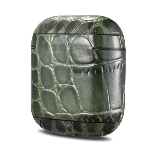 Etui iCarer Leather Crocodile Apple AirPods 2/1 zielony