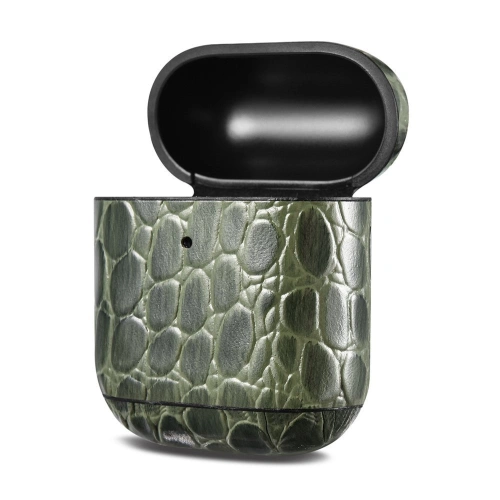 Etui iCarer Leather Crocodile Apple AirPods 2/1 zielony