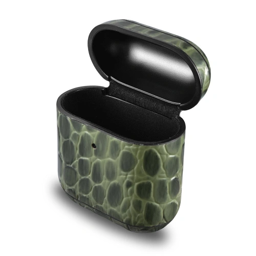 Etui iCarer Leather Crocodile Apple AirPods 2/1 zielony