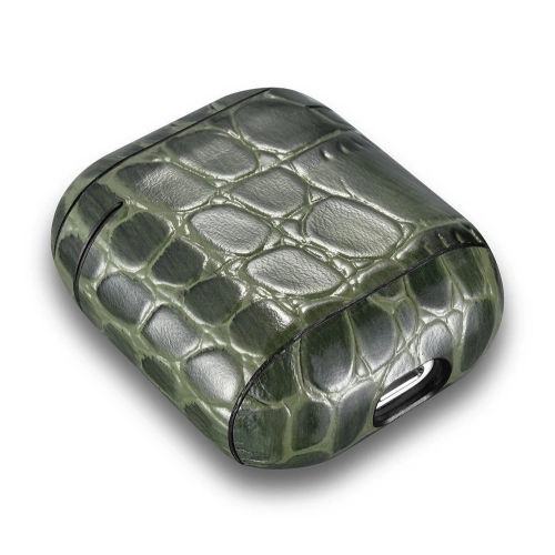 Etui iCarer Leather Crocodile Apple AirPods 2/1 zielony