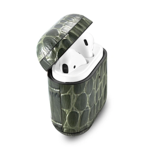 Etui iCarer Leather Crocodile Apple AirPods 2/1 zielony