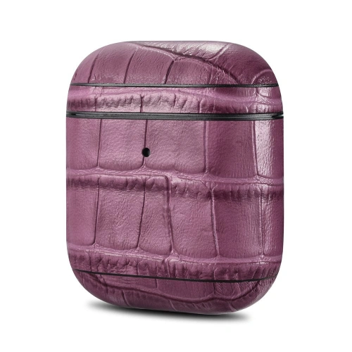 Etui iCarer Leather Bamboo Apple AirPods 2/1 fioletowy