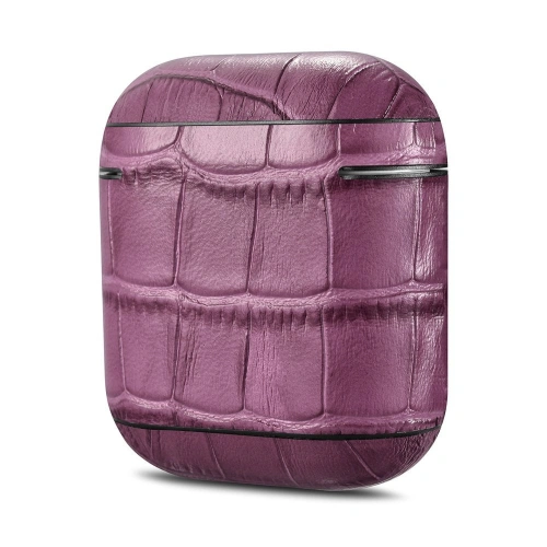 Etui iCarer Leather Bamboo Apple AirPods 2/1 fioletowy