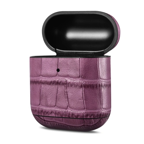 Etui iCarer Leather Bamboo Apple AirPods 2/1 fioletowy