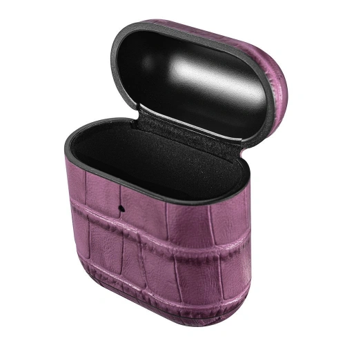 Etui iCarer Leather Bamboo Apple AirPods 2/1 fioletowy