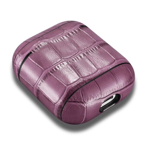 Etui iCarer Leather Bamboo Apple AirPods 2/1 fioletowy