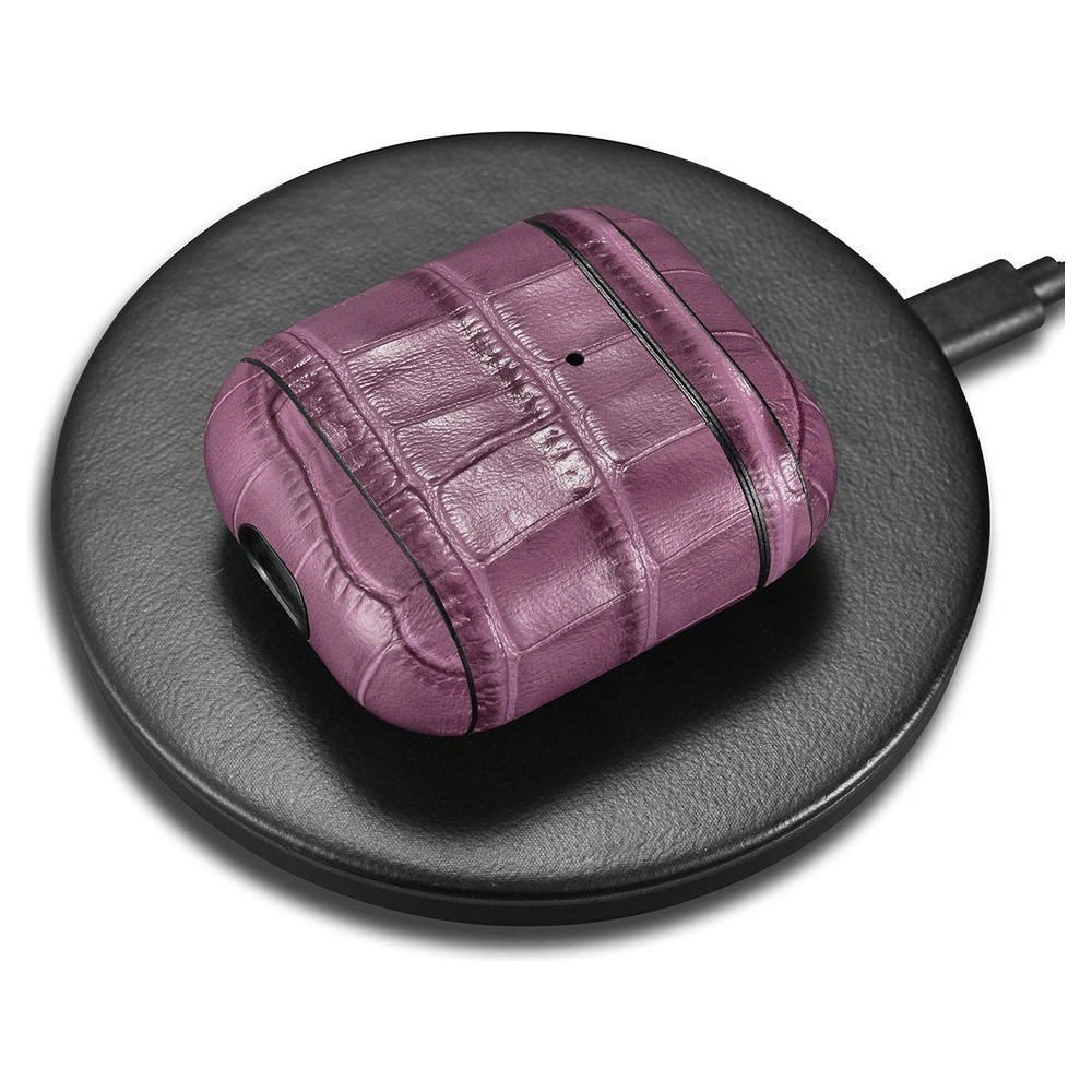 Hurtownia GSM - Etui iCarer Leather Bamboo Apple AirPods 2/1 fialová - ICR272 - {ean13} - Hurt