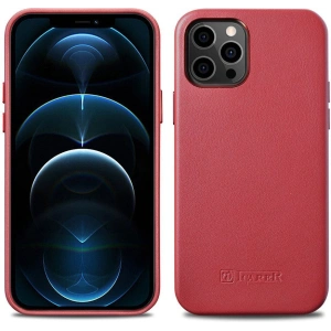 Etui iCarer Case Leather MagSafe Apple iPhone 12 Pro Max roșu