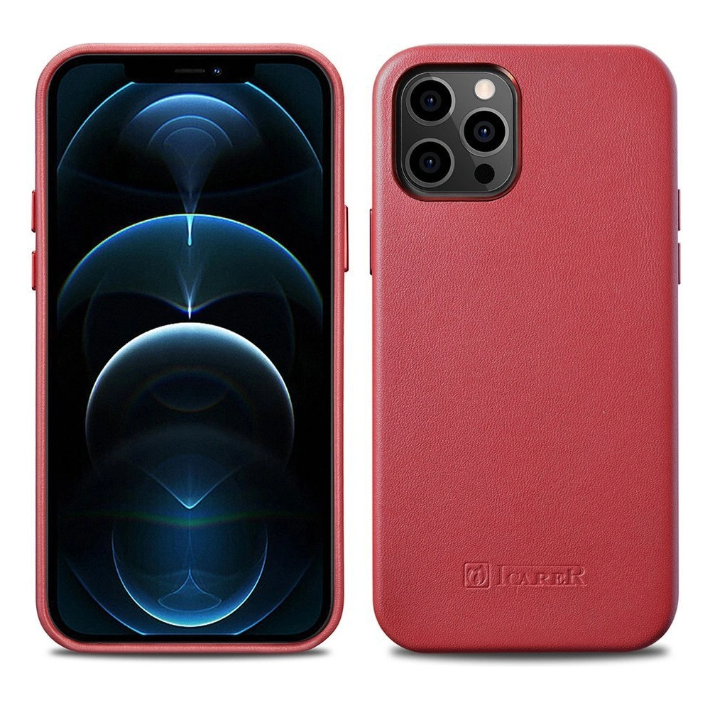 Hurtownia GSM - Etui iCarer Case Leather MagSafe Apple iPhone 12 Pro Max červená - ICR274 - {ean13} - Hurt