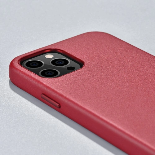 Etui iCarer Case Leather MagSafe Apple iPhone 12/12 Pro czerwony