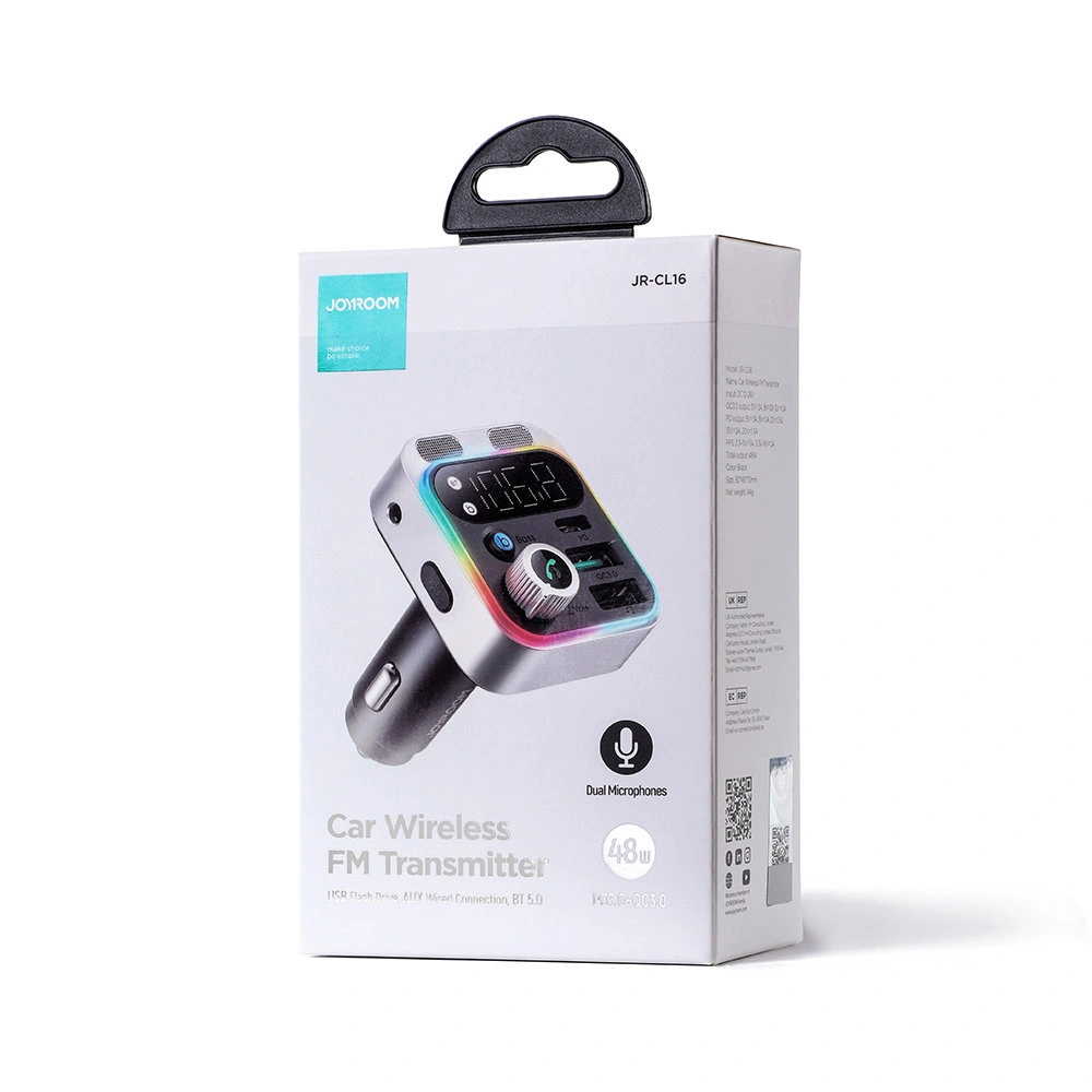 Wholesale Joyroom FM transmitter/car charger 48W PPS/PD/QC3.0 black (JR-CL16) - JYR566 - {ean13} - Hurt