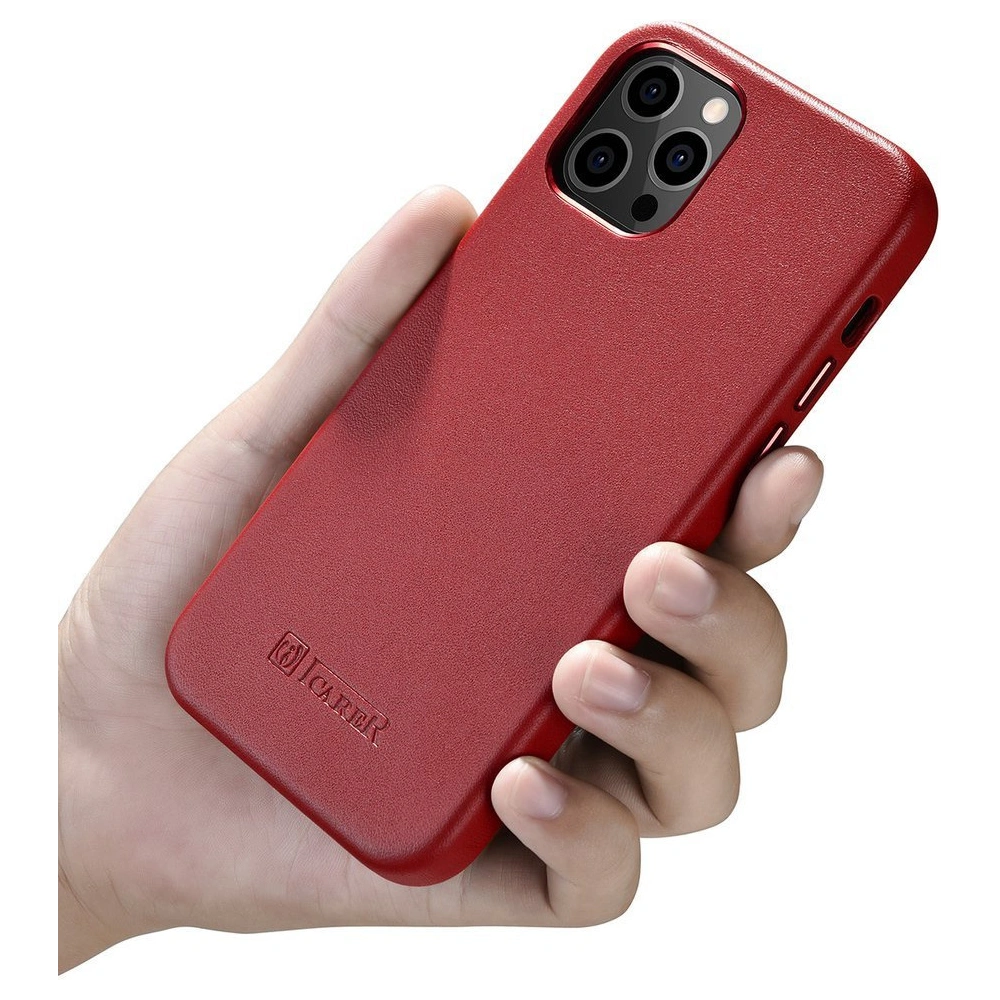 Hurtownia GSM - Etui iCarer Case Leather MagSafe Apple iPhone 12/12 Pro czerwony - ICR275 - {ean13} - Hurt