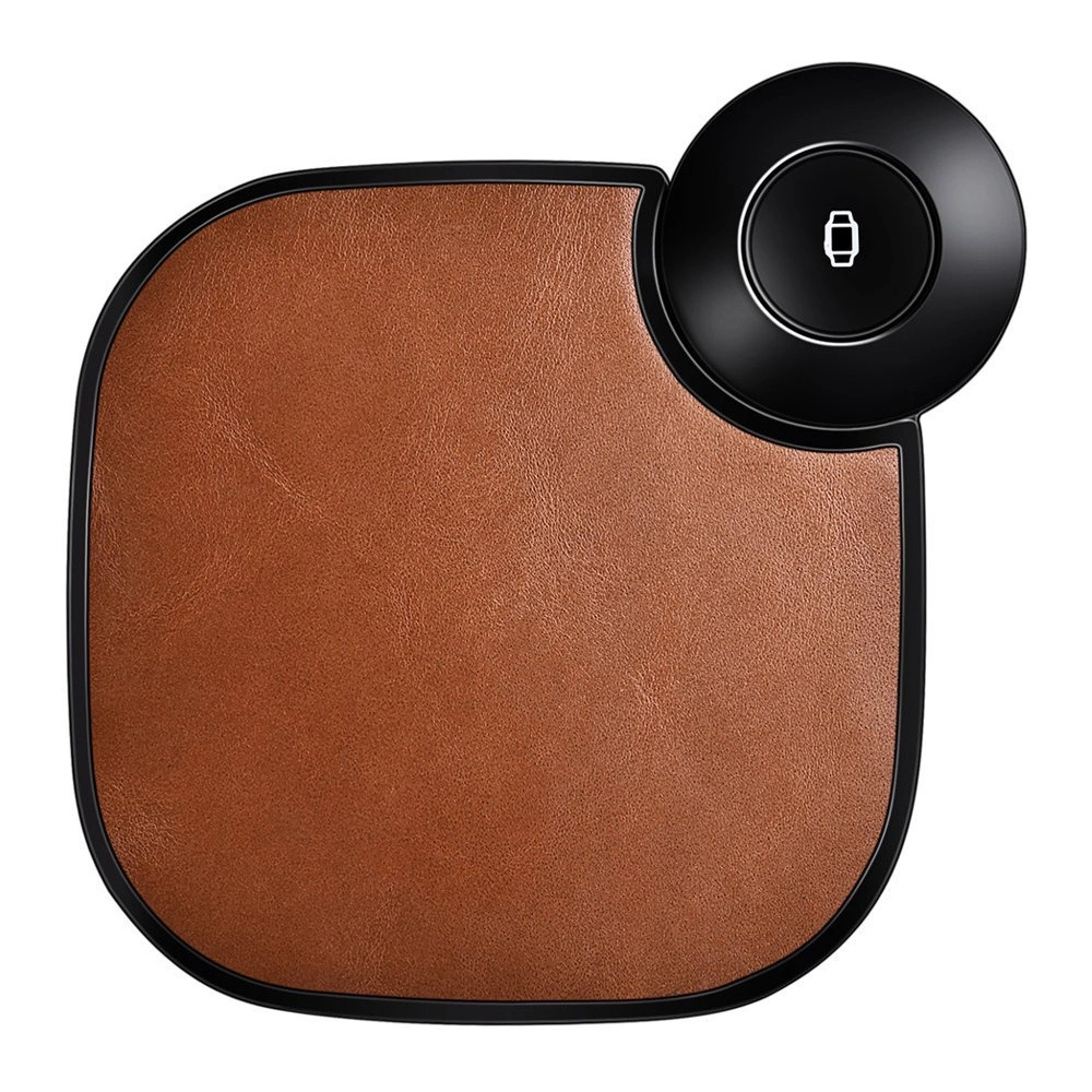 Wholesale iCarer Wireless Charger Leather 2w1 Qi 10W for phone + Apple Watch brown - ICR276 - {ean13} - Hurt
