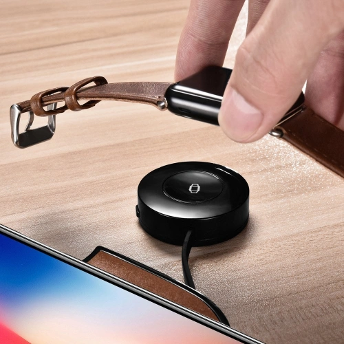 Ładowarka bezprzewodowa iCarer Leather 2w1 Qi 10W do telefonu i Apple Watch brązowy