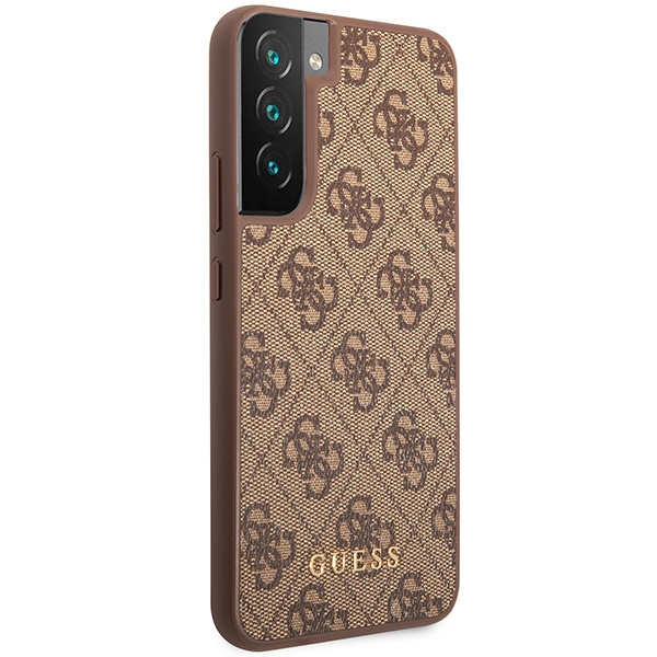 Kryt Guess GUHCS23SG4GFBR Samsung Galaxy S23 brown hard case 4G Metal Gold Logo