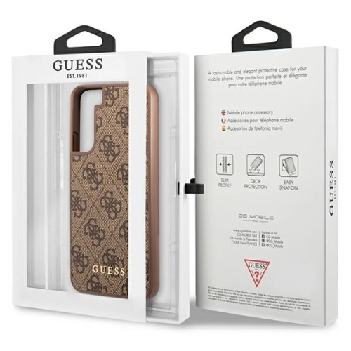 Etui Guess GUHCS23SG4GFBR Samsung Galaxy S23 brązowy/brown hard case 4G Metal Gold Logo
